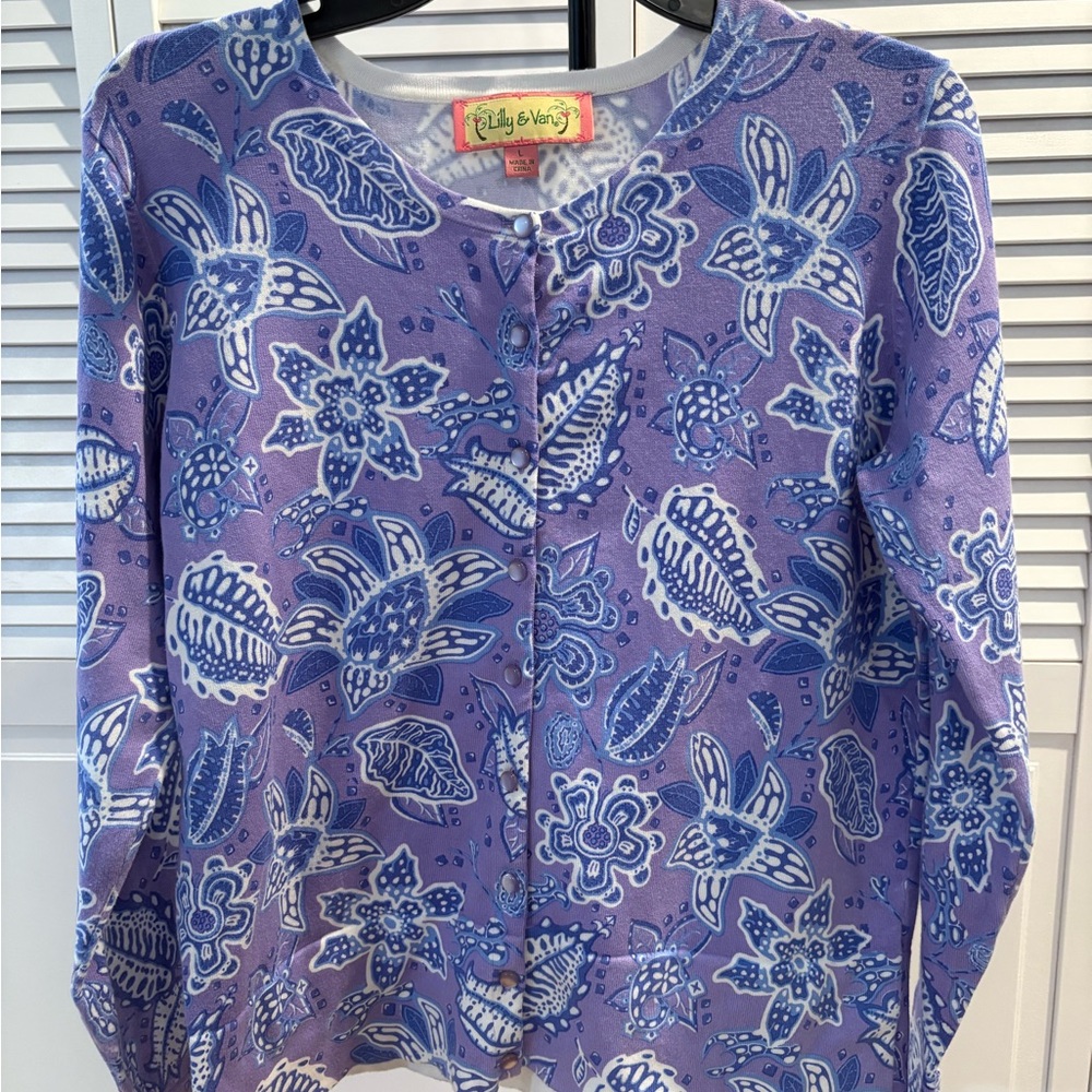 Lilly &Van  Lavender and White Floral Cardigan
